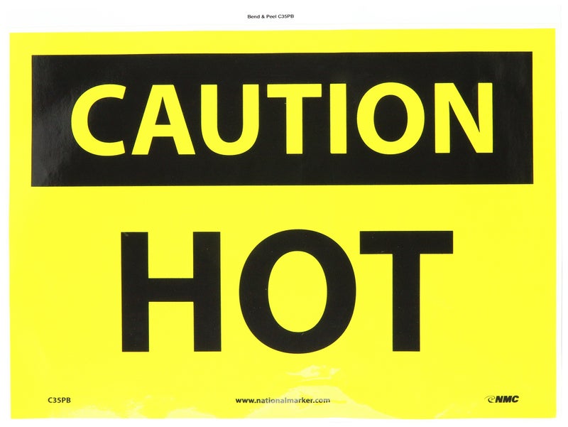 NMC C35PB CAUTION - HOT - 14 in. x 10 in. PS Vinyl Caution Sign with Yellow/Black Text on Black/Yellow Base - Image 5