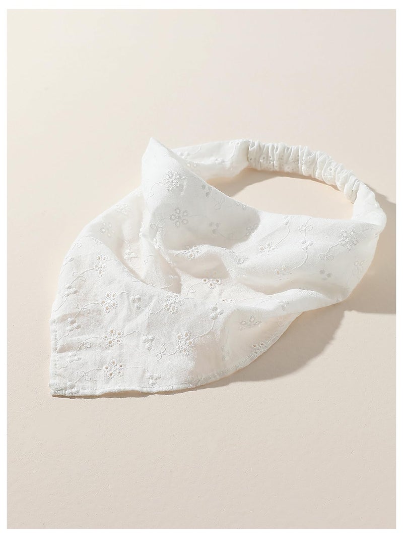 OYOANGLE Women's Hair Scarf Boho Eyelet Crochet Bandana Headbands Head Scarfs Hair Accessories White One-Size - Image 4