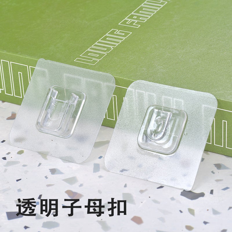 Transparent hook bathroom strong adhesive hook wholesale seamless hook nail-free stickers clothes magic adhesive factory wholesale 1 set of acrylic snap buttons