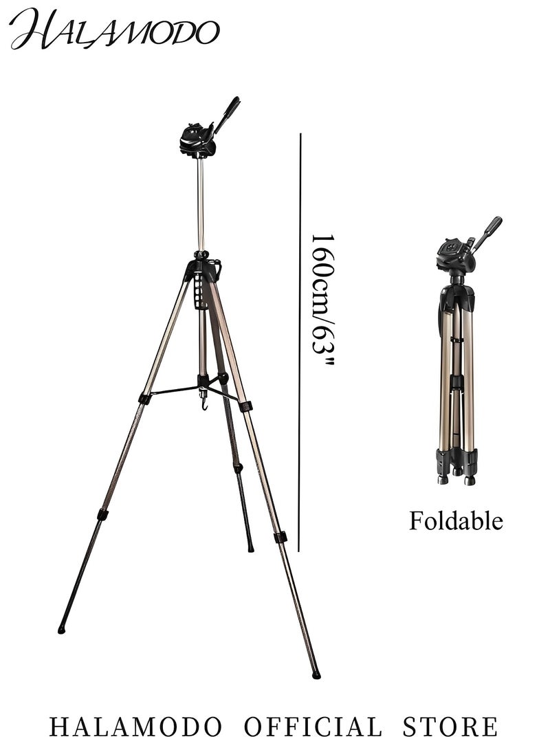 63" Camera Tripods for Camera Phone Video Recording Heavy Duty Camera Tripod Stand Professional Travel DSLR Tripods Compatible with Canon iPhone, Max Load 15 LB
