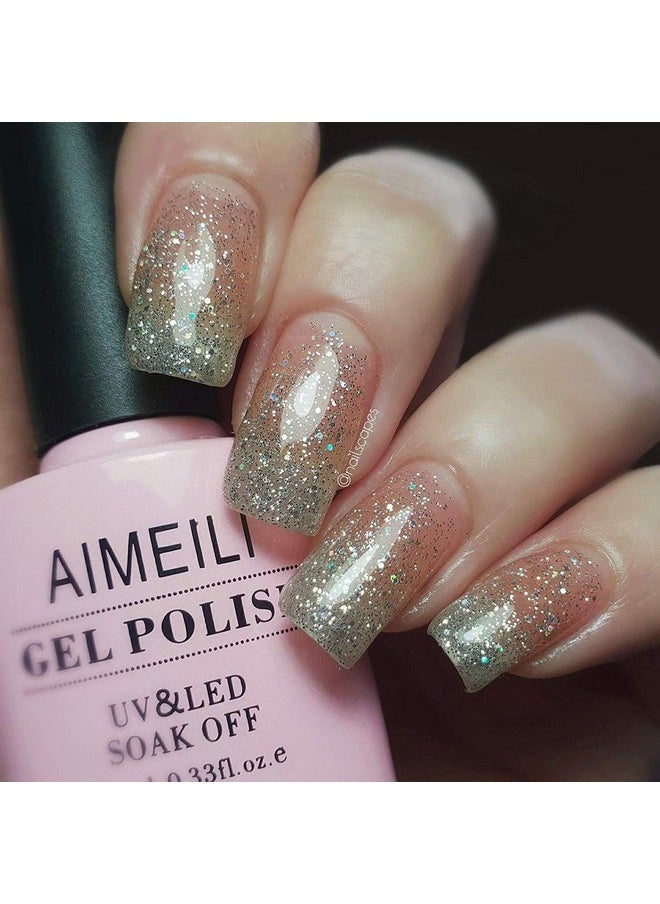 AIMEILI AIMEILI Valentine's Day Gel Nail Polish Set, French Tips White Gel Nail Polish Kit Clear Nude Pink Glitter Black Gel Polish Set Of 6pcs X 10ml - Kit Set 1  - Image 2