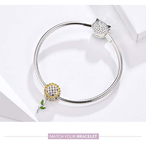 Hutou Sunflower Charm Fit for Pandora Charms Bracelet and Necklace You Are My Sunshine Charm Gifts for Women 5 - Image 2