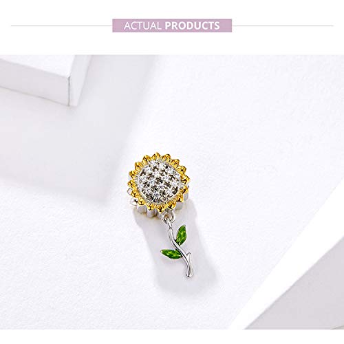 Hutou Sunflower Charm Fit for Pandora Charms Bracelet and Necklace You Are My Sunshine Charm Gifts for Women 5 - Image 4