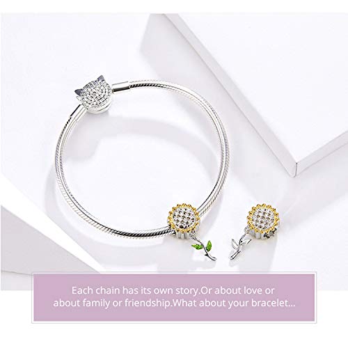 Hutou Sunflower Charm Fit for Pandora Charms Bracelet and Necklace You Are My Sunshine Charm Gifts for Women 5 - Image 5