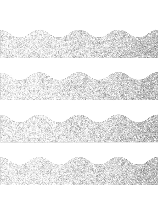 إيروريكس حدود لوحة الإعلانات اللامعة، حدود مزخرفة، حدود لوحة الإعلانات، حدود لوحة الإعلانات المزخرفة، حدود الملصقات، شرائط تزيين الفصول الدراسية، فضية لامعة - Image 1