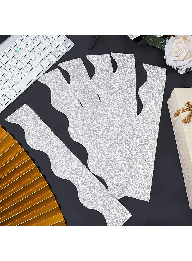 إيروريكس حدود لوحة الإعلانات اللامعة، حدود مزخرفة، حدود لوحة الإعلانات، حدود لوحة الإعلانات المزخرفة، حدود الملصقات، شرائط تزيين الفصول الدراسية، فضية لامعة - Image 3