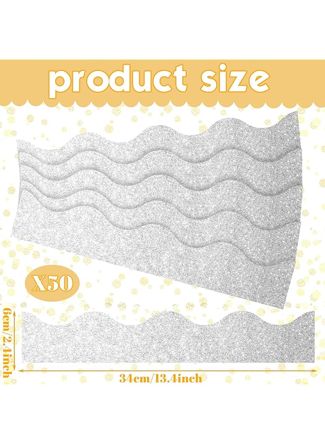 إيروريكس حدود لوحة الإعلانات اللامعة، حدود مزخرفة، حدود لوحة الإعلانات، حدود لوحة الإعلانات المزخرفة، حدود الملصقات، شرائط تزيين الفصول الدراسية، فضية لامعة - Image 2