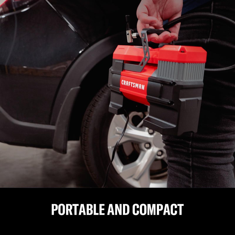 CRAFTSMAN 12V Tire Inflator Portable Air Compressor, Up to 150 PSI with Digital Gauge & Auto Shut-Off, LED Light, 12V DC Car Plug Compact Air Pump for Car Tires, Bikes & Sports - Image 5