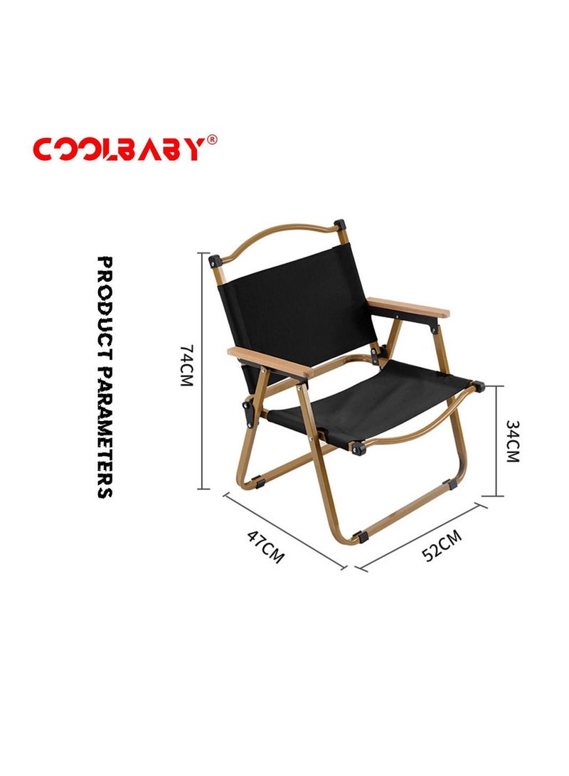Cool Baby COOLBABY Outdoor Folding Chair,Portable,Beach,Camping Picnic, Wilderness Fishing Chair,Black,Medium  - Image 2