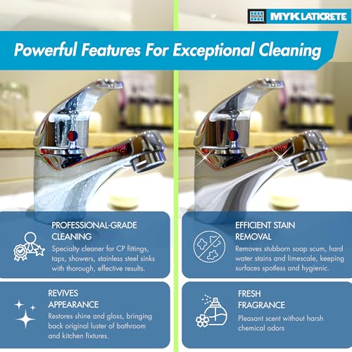 MYK Clenza™ TS Tap and Shower Cleaner Spray (200 ml)-Ready to Use, Removes Hard Water Stains, Soap Scum and LimeScale from CP Fittings, Stainless Steel Sinks, Ideal For Bathroom, Kitchen-Daily Use - Image 3
