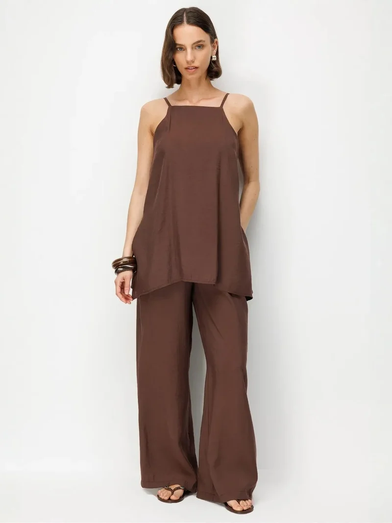 MIXRAY Wide-Leg Halter Jumpsuit