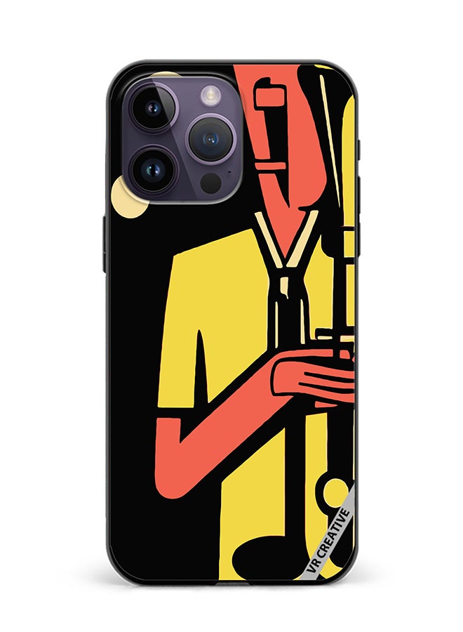 Protective Case Cover For Apple iPhone 15 Pro Max Jazz Trumpeter Design Multicolour