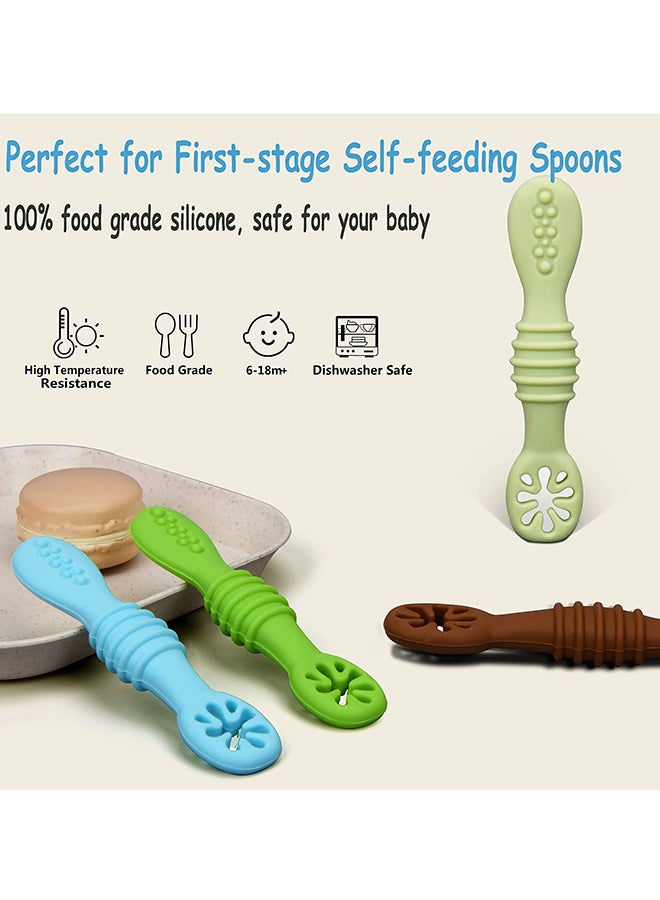 SYOSI Baby Self-Feeding First + Second Stage Toddler Utensils, 6 Months + - Image 2