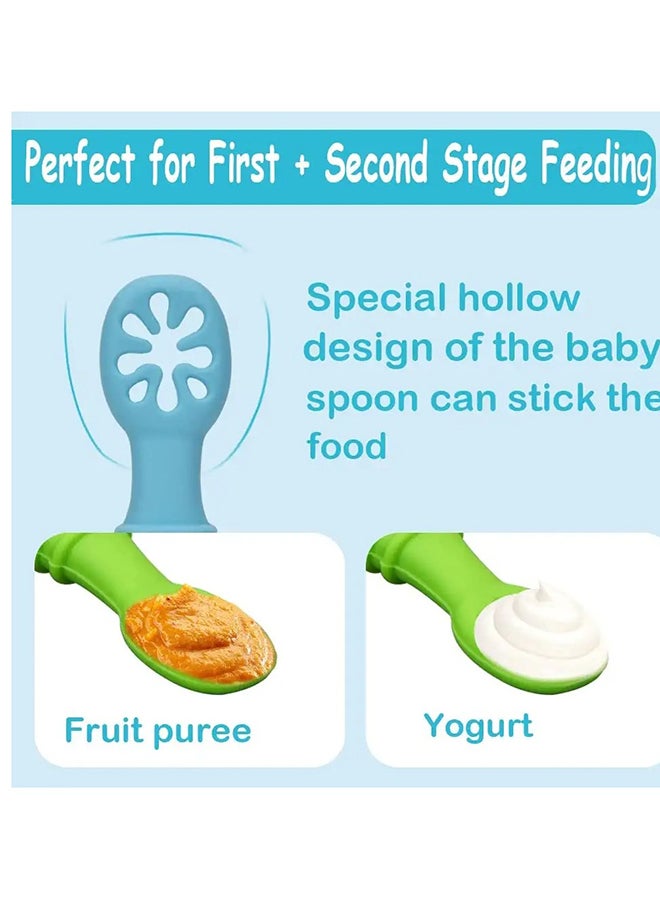 SYOSI Baby Self-Feeding First + Second Stage Toddler Utensils, 6 Months + - Image 4