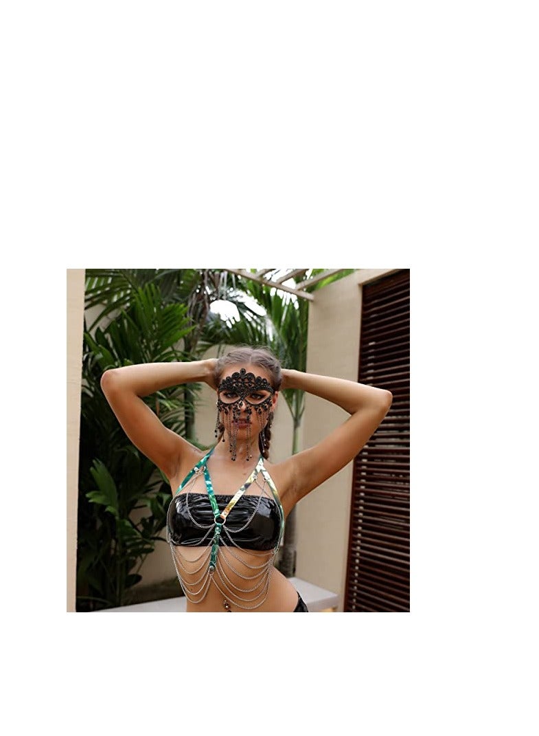 Fringe Rhinestone Mask Chain for Women Masquerade Headpiece Face Jewelry Costume Accessory for Parties and Nightclubs - Image 4