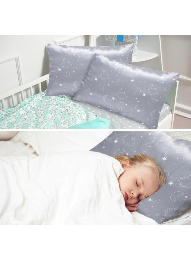 هومستر 2 حزمة الطفل الصغير حقائب وسادة الطفل الحرير الساتين حقائب وسادة 49 × 36 سم سرير سرير مظروف وسادة غطاء الأطفال ناعمة السفر وسادة زوج الحالات للولاد البنات آلة قابلة للغسيل - Image 5