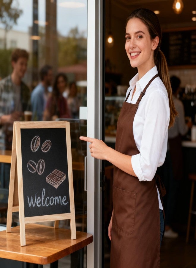 Exclaith 2 Pcs Chalkboard Easel, with 2 Erasers, 15.7x9.8 in Tabletop Stand Chalkboards, Double-Sided A Frame Chalkboard Sign, Tabletop Menu Wooden Board, for Menu, Kitchen, Restaurant, Bar, Wedding, Home Dec - Image 4