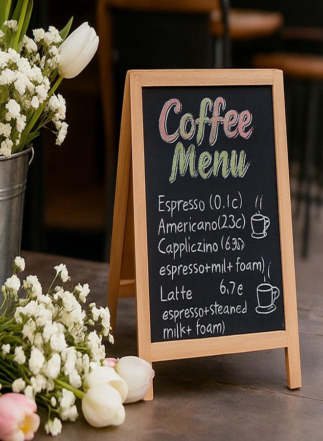 Exclaith 2 Pcs Chalkboard Easel, with 2 Erasers, 15.7x9.8 in Tabletop Stand Chalkboards, Double-Sided A Frame Chalkboard Sign, Tabletop Menu Wooden Board, for Menu, Kitchen, Restaurant, Bar, Wedding, Home Dec - Image 5
