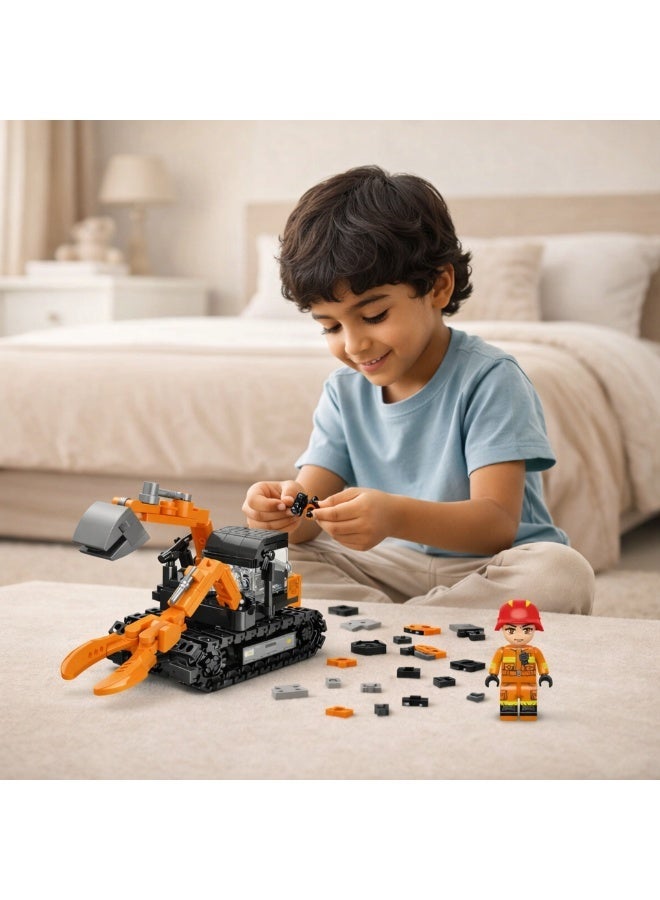 Qman MineCity Hurricane Arms Excavator Building Set – 130 Pieces with Mini Figure, Educational Construction Toy for Kids Ages 6+ - Image 3