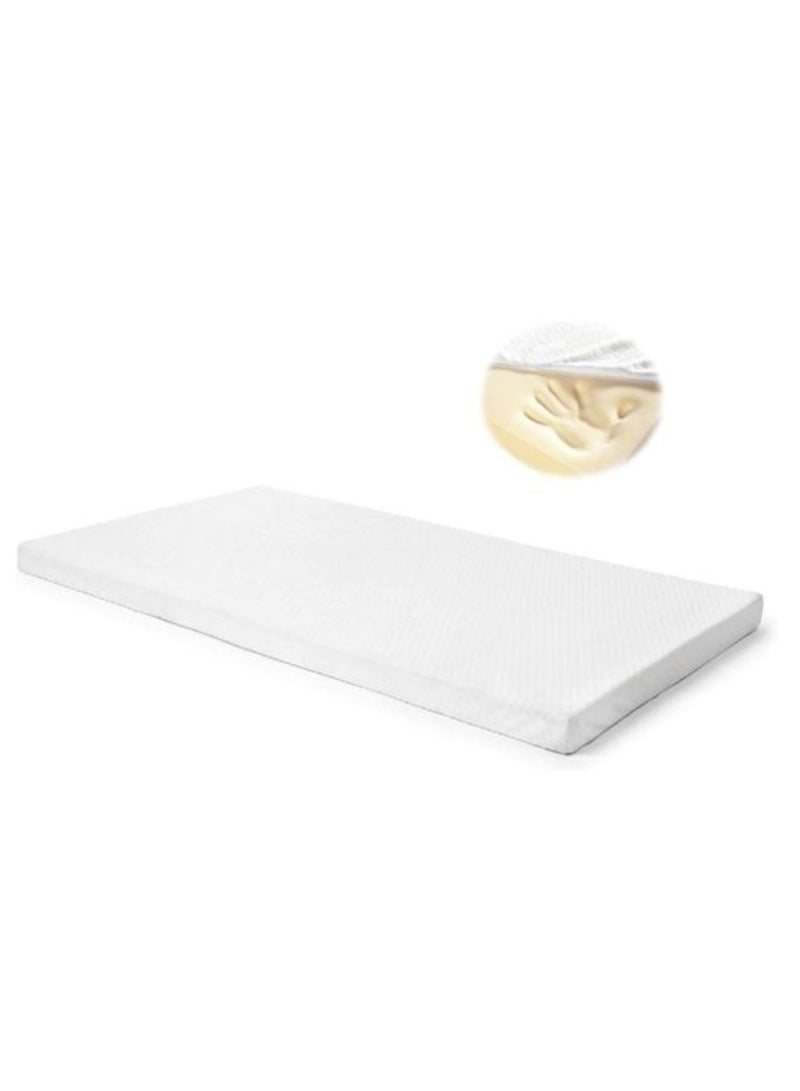 AL WADI FURNITURE AWF AL WADI FURNITURE 5cm Thick Luxury Soft Ventilated Visco Memory Foam Toddler/Crib/Baby Bed Mattress Topper, with Removable Belgium Jacquard Cotton Non-Slip Cover, Max Back Support - 60W x 120L cm  - Image 1
