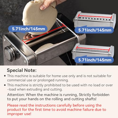 Maxceysen Electric Pasta Maker Stainless Steel Noodle Machine with Roller & Cutter Adjustable 7 Thickness & 2 Width for Spaghetti, Fettuccini, Lasagna, Pie Crust, Dumpling, Wonton - Image 3