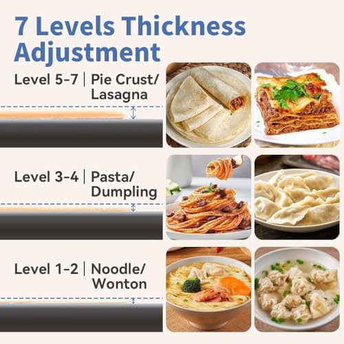 Maxceysen Electric Pasta Maker Stainless Steel Noodle Machine with Roller & Cutter Adjustable 7 Thickness & 2 Width for Spaghetti, Fettuccini, Lasagna, Pie Crust, Dumpling, Wonton - Image 2
