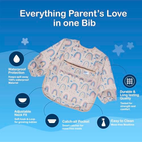 Chic Buddy Waterproof Baby Bibs Full Sleeves Bibs for Babies 6 –12 Months – Baby Apron Feeding Dress for upto 2 Year Olds, Easy Clean, Adjustable Fit,unisex (Cute unicorn Print - Image 4
