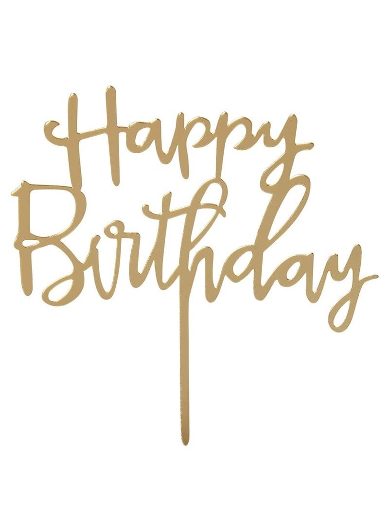 زينة كعكة عيد ميلاد أكريليك، ذهبية - Image 2