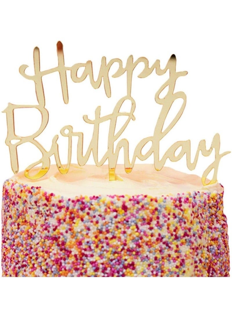 زينة كعكة عيد ميلاد أكريليك، ذهبية - Image 5