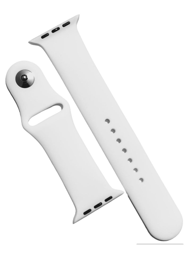 حزام سيليكون رياضي لساعة أبل سلسلة 8 - 45 ملم - أبيض - Image 1