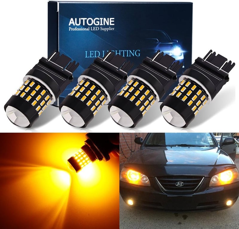 AUTOGINE مصابيح LED صفراء كهرمانية فائقة السطوع AUTOGINE 4 X 3157/3156/T25 - Image 1