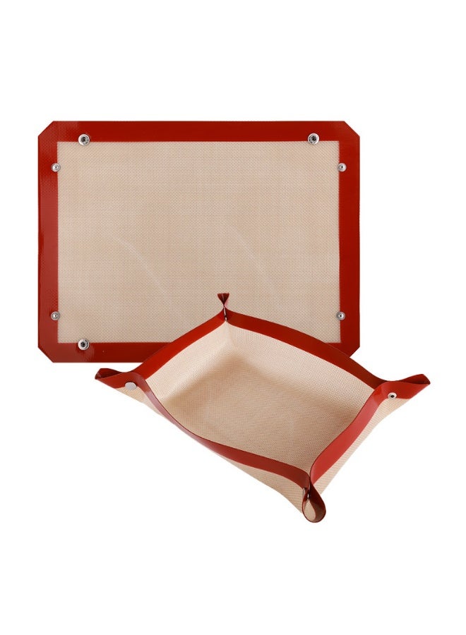 Silicone Fiber Baking Mat with Buckle,2 Size, No Leak & Non Stick, Corners Snap Together to Form Leakproof Baking Tray, Oven Liner