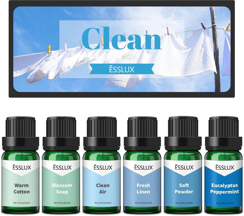 Fragrance Oil, Clean Set of Scented Oils, Essential Oils for Diffuser for Home, Premium Soap & Candle Making Scents, Aromatherapy Oils Gift Set - Clean Air, Fresh Linen, Warm Cotton and More - Image 1