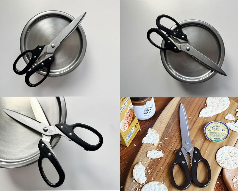 The Mujen Multipurpose Kitchen Shears Heavy Duty Japan Tanaka Scissors Diamond Cut Stainless Steel 타나카 방산시장 강주은 주방가위 깡스가위(Black) - Image 4