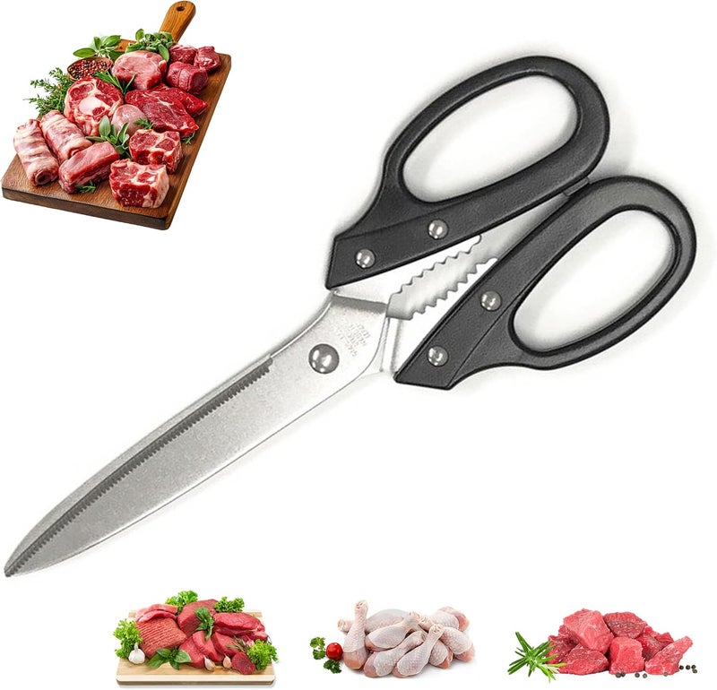 The Mujen Multipurpose Kitchen Shears Heavy Duty Japan Tanaka Scissors Diamond Cut Stainless Steel 타나카 방산시장 강주은 주방가위 깡스가위(Black) - Image 1