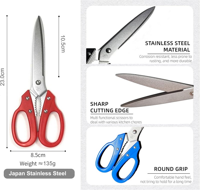 The Mujen Multipurpose Kitchen Shears Heavy Duty Japan Tanaka Scissors Diamond Cut Stainless Steel 타나카 방산시장 강주은 주방가위 깡스가위(Black) - Image 5