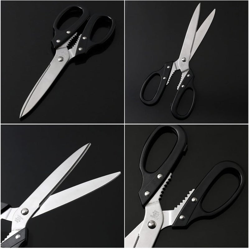 The Mujen Multipurpose Kitchen Shears Heavy Duty Japan Tanaka Scissors Diamond Cut Stainless Steel 타나카 방산시장 강주은 주방가위 깡스가위(Black) - Image 3