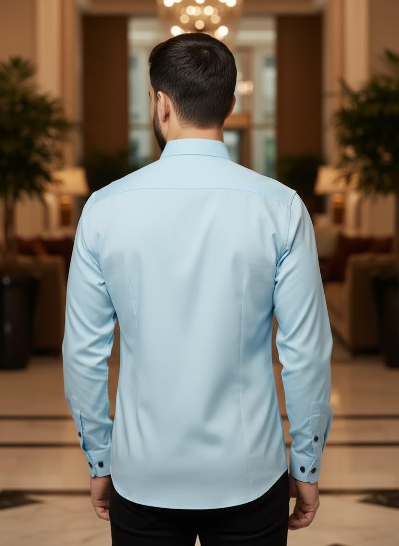 Bellstone Men's Solid Lustre Cotton Regular Fit Full Sleeve Collared Neck Casual Shirt for Men Stylish Latest | Lightweight Breathable Fabric |Stylish Solid Shirt for Office & Everyday Wear - Image 2