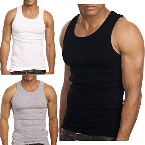 Falari 3 Pack Men's A-Shirt Tank Top Gym Workout Undershirt (Slim & Muscle Fit ONLY) - Assorted L - Image 1