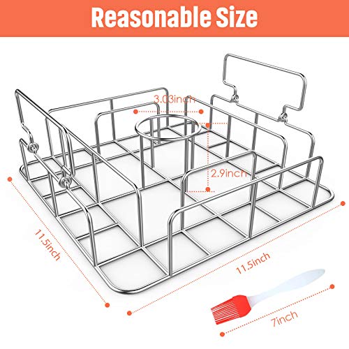 RUSFOL Beercan Chicken Roaster and Rib Rack with a Silicone Oil Brush, Square Stainless Steel BBQ Stand for Smoker,Oven and Grill, Cook Up to 4 Ribs and a Whole Chicken at a time - Image 2