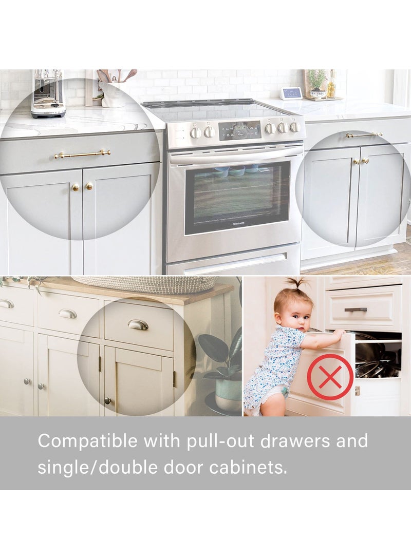 Magnetic Cabinet Locks, 2 Pack with 1 Key, Childproof Drawer Latch, Invisible and Multi Purpose, Easy Installation with 3M Adhesive or Screws