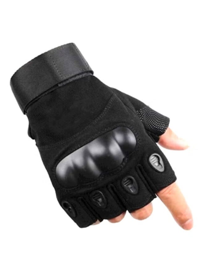 Chabeia Half Finger Motorcycle Gloves (Black) - Image 3