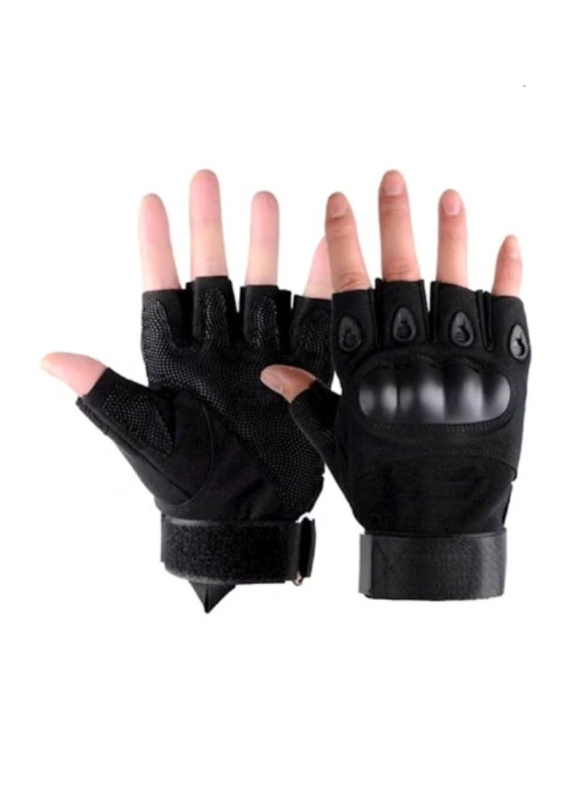 Chabeia Half Finger Motorcycle Gloves (Black) - Image 2