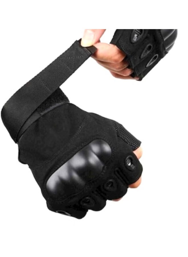 Chabeia Half Finger Motorcycle Gloves (Black) - Image 4