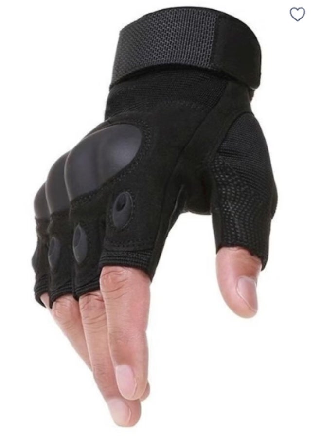 Chabeia Half Finger Motorcycle Gloves (Black) - Image 1