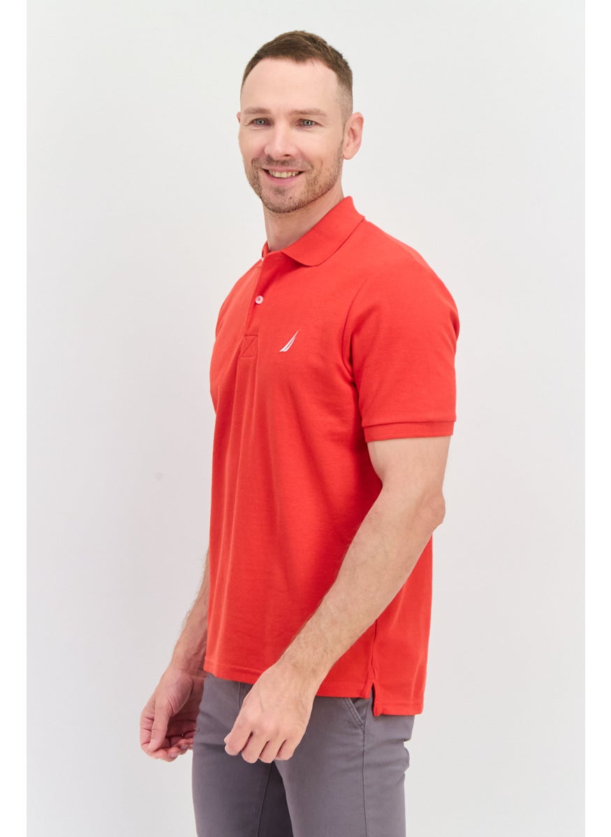 NAUTICA Men Regular Fit Short Sleeves Embroidered Logo Polo Shirt, Red Combo  - Image 2
