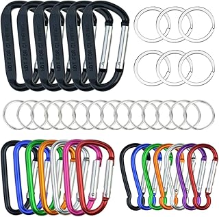 Topbuti Topbuti 20 Pack Carabiners Clips with Keychain D Ring Caribeaner Clip Hook for Backpack Water bottle Key Home RV  - Image 1