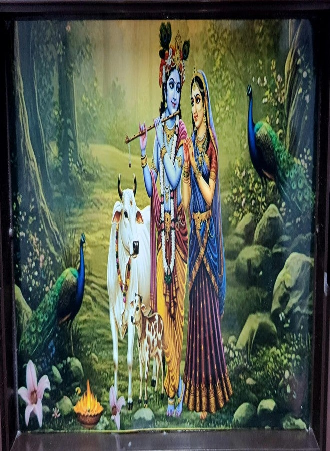 ARNAVIRA Radha Krishna Photo Frame with Charan Paduka Pocket Temple for Diwali Gift, House Warming Gifts, Return Gift Puja Box (Brown Photo, Radha Krishna) - Image 4