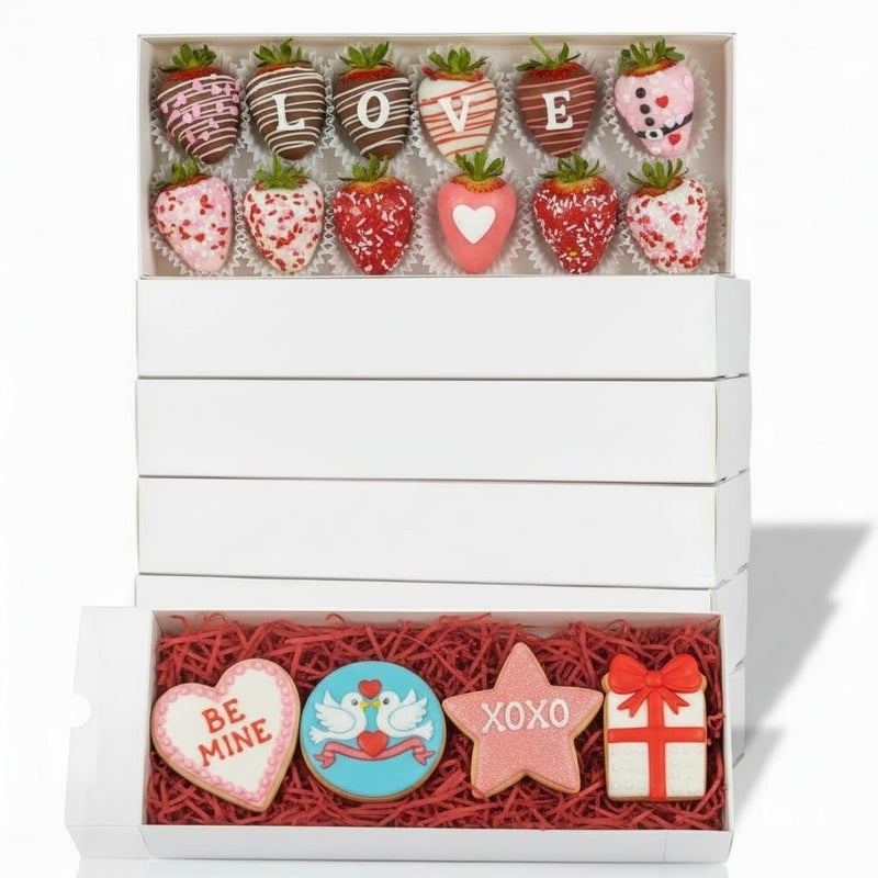 RomanticBaking 50Pack 12x 4.8 x 2 Inches Clear Chocolate Covered Strawberries Boxes for 12 Cookies Boxes Bakery Box with Window Macaron Boxes Treat Box for Christmas Valentine's - Image 1