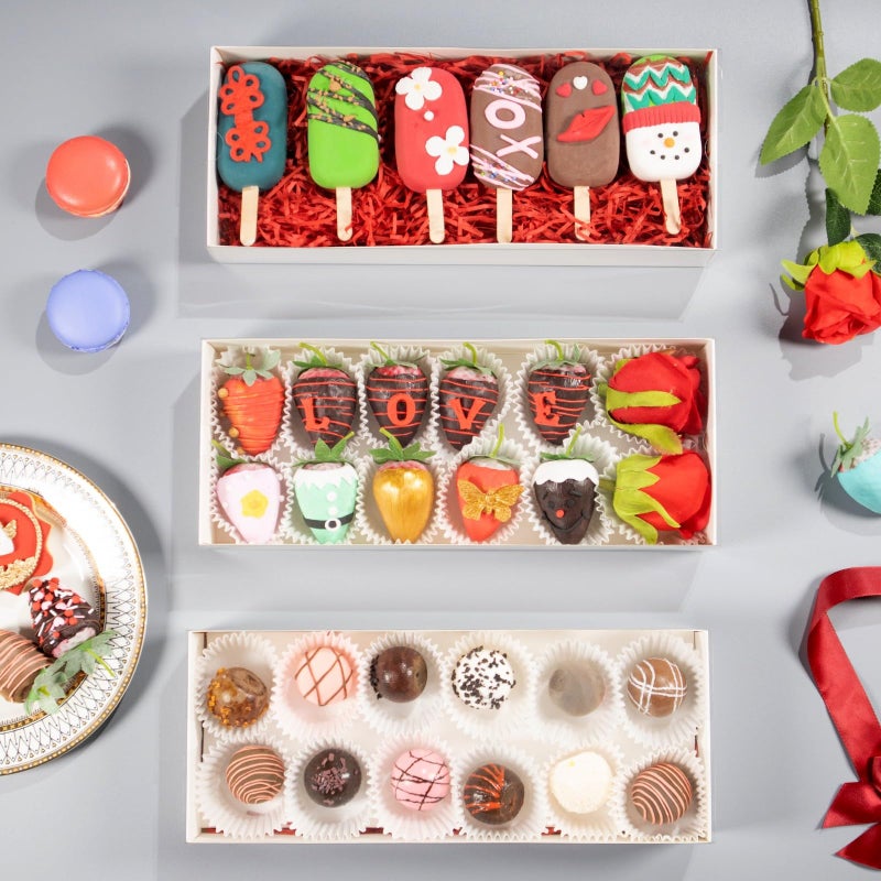 RomanticBaking 50Pack 12x 4.8 x 2 Inches Clear Chocolate Covered Strawberries Boxes for 12 Cookies Boxes Bakery Box with Window Macaron Boxes Treat Box for Christmas Valentine's - Image 4